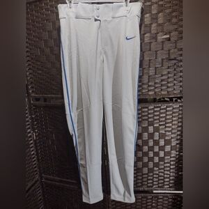 Nike Men's Sz Small Piped Baseball Pants Gray Royal Blue Stripe